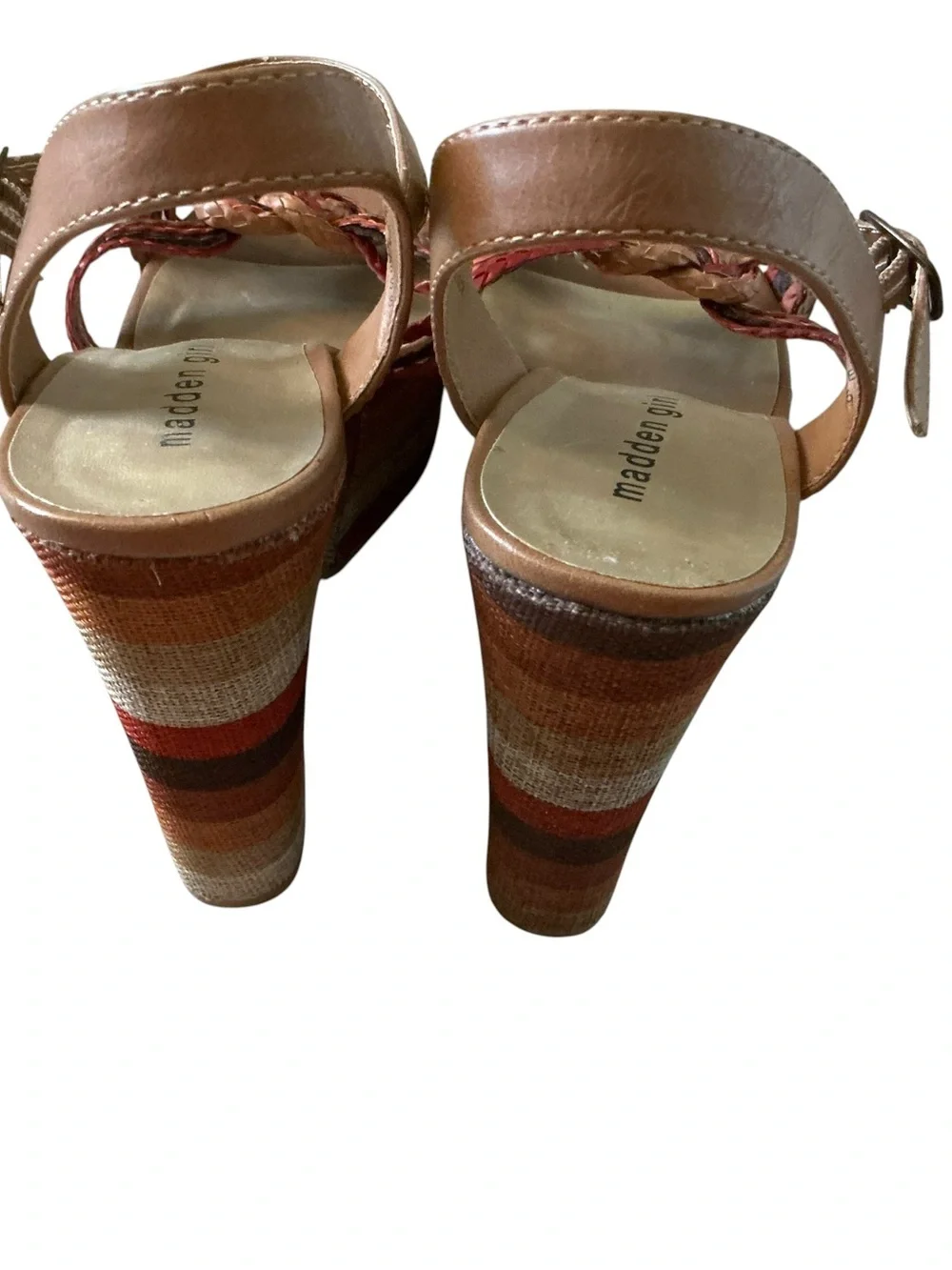 Vintage Madden Girl Rollie platform chunky sandals striped multicolored size 6.5